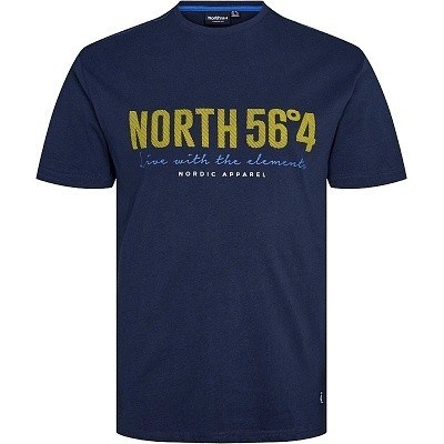 Pánské tričko NORTH 56°4 tmavě modré s potiskem NORDIC APPAREL 5XL - 6XL krátký rukáv