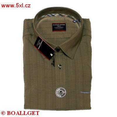Pánská košile Casa Moda Comfort Fit 962399700 hnědá krátký rukáv 2XL - 4XL