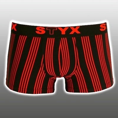 Pánské boxerky STYX černé s červenými proužky nadměrné 4XL - 5XL