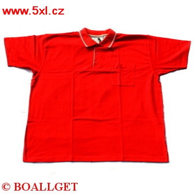 Pánské tričko červená polokošile s límečkem krátký rukáv 5XL-7XL