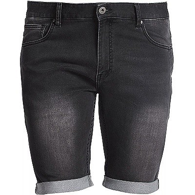 Pánské kraťasy Replika Jeans černé elastické stretch vybledlý a sepraný efekt