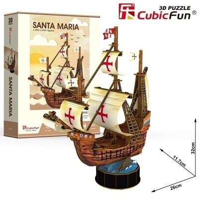 PUZZLE 3D CUBIC FUN T4031H PLACHETNICE SANTA MARIA 1492-1493