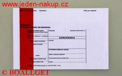 Poštovní obálka doručenka C6 červená s textem vytrhávací okénko