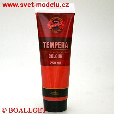 Temperová barva 250 ml rumělka červená (světle červená) tuba KOH-I-NOOR