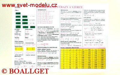 Tabulka Matematické výrazy a vzorce a Výpočet geometrických obrazců