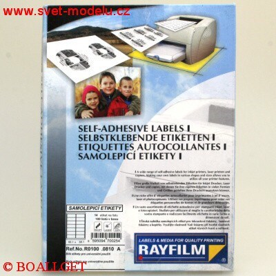 Samolepící etikety 99,1 x 38,1 RAYFILM pro laserové a inkoustové tiskárny A4, 100 listů v balení