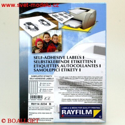 Samolepící etikety foto lesklé 48.5 x 31.2 RAYFILM pro inkoustové tiskárny A4, 100 listů v balení