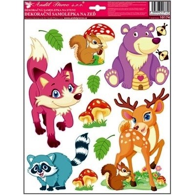 Pokojová dekorace LESNÍ ZVÍŘÁTKA - liška 33 x 29 cm na zeď samolepicí