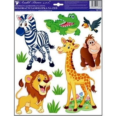 Pokojová dekorace ZOO - žirafa 33 x 29 cm na zeď samolepicí