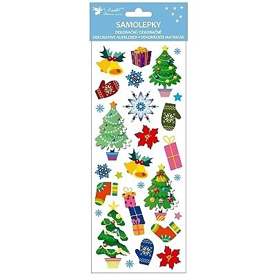 Samolepky vánoce s glitry 13x34,5