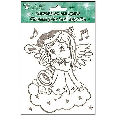 Samolepky vánoce na okna Andílci se stříbrnými glitry 18x15