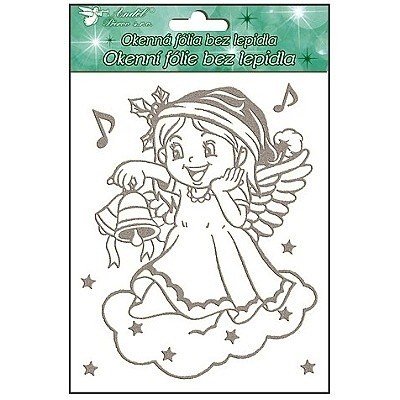 Samolepky vánoce na okna Andílci se stříbrnými glitry 18x15