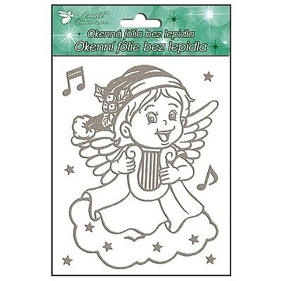 Samolepky vánoce na okna Andílci se stříbrnými glitry 18x15