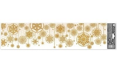 Samolepky vánoce na okna vločky v kruhy zlaté 59x15