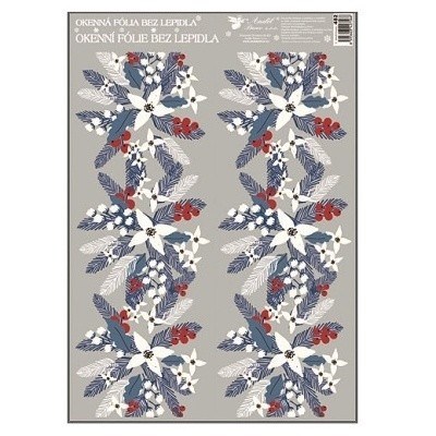 Samolepky vnoce na okna zimn re 3. motiv s glitry 38x30