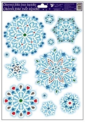 Samolepky vánoce na okna Vločky s kamínky  24x35