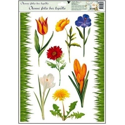 Samolepky na okna TRAVIČKA A KVĚTINKY č. 1 - 38 x 30 cm 