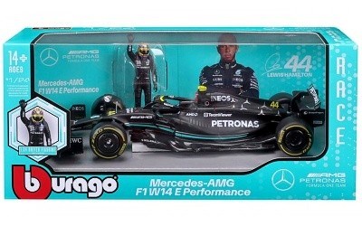 MERCEDES-AMG F1 W14 E PERFORMANCE #44 LEWIS HAMILTON 2023 w/ DRIVER FIGURE