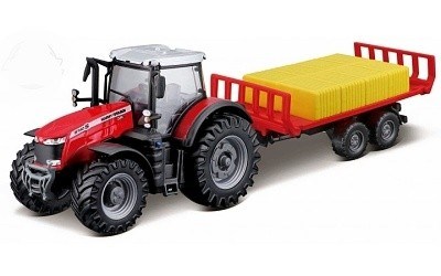 TRAKTOR MASSEY FERGUSON 87405 w/ PŘÍVĚS NA BALÍKY