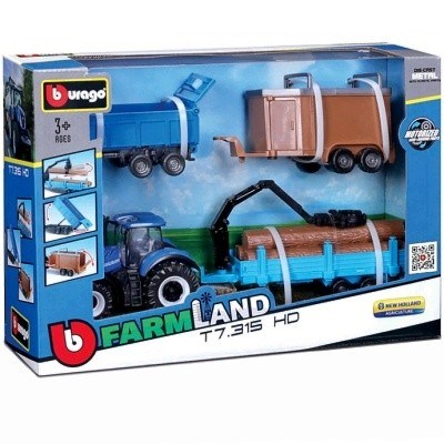 FARM LAND TRAKTOR NEW HOLLAND T7.315 w/ 3 PŘÍVĚS