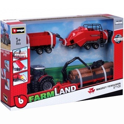 FARM LAND TRAKTOR MASSEY FERGUSON 87405 w/ 3 PŘÍVĚS