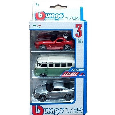 BBURAGO AUTÍČKA 1/64 3-PACK