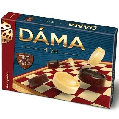 Dáma + mlýn dřevěné kameny