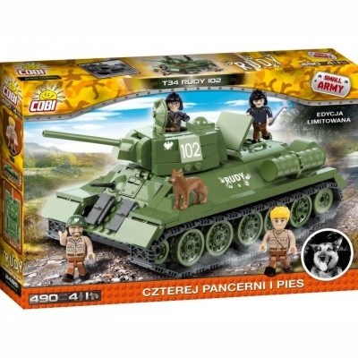 COBI 2485 SMALL ARMY T34 RUDY 102 Z FILMU TYI Z TANKU A PES LIMITOVAN EDICE