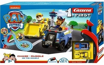 AUTODRÁHA CARRERA 63035 1. FIRST TLAPKOVÁ PATROLA PAW PATROL CHASE A RUBBLE ON THE DOUBLE