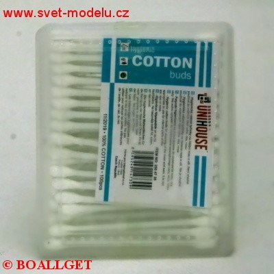 Vatové tyčinky 100 ks v plastové krabičce