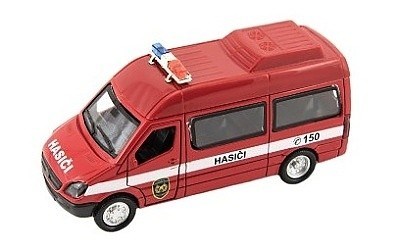 AUTO hasiči  kov / plast 13 cm zpětný chod se světlem a zvukem