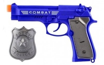 Pistole policejní plast s odznakem na baterie se zvukem a světlem 20 cm