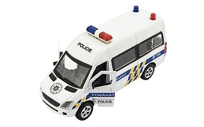 AUTO policie  kov / plast 15 cm zpětný chod se světlem a zvukem na baterky