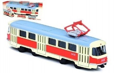 TRAMVAJ Tatra T3 česká 16 cm kovová na zpětný chod