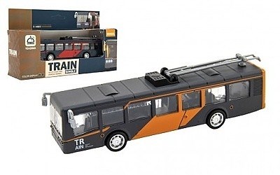 Trolejbus kov/plast 16 cm na zpětný chod na bat. se světl. se zvukem