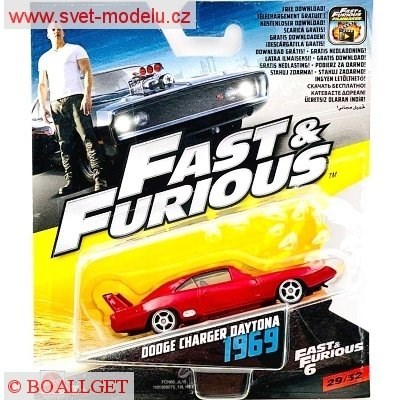 HOTWHEELS AUTÍČKO DODGE CHARGER DAYTONA 1969 FAST & FURIOUS 6  RYCHLE A ZBĚSILE 6
