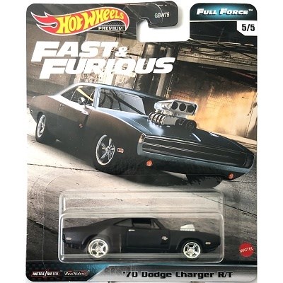 AUTÍČKO HOTWHEELS PREMIUM FAST & FURIOUS RYCHLE A ZBĚSILE FULL FORCE DODGE CHRAGER R/T 1970