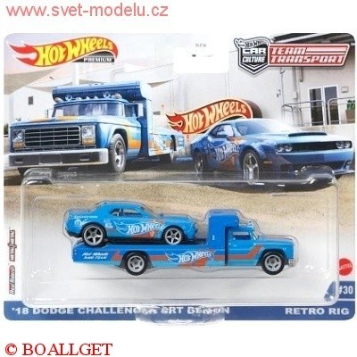 AUTÍČKO HOTWHEELS TEAM TRANSPORT RETRO RIG DODGE CHALLENGER SRT DEMON 2018