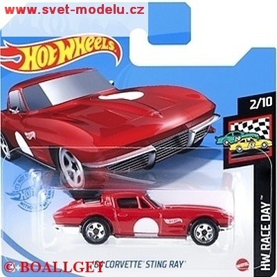 AUTÍČKO HOTWHEELS HW RACE DAY CORVETTE STING RAY 1964