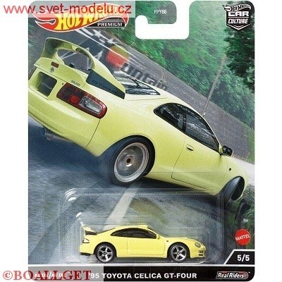 AUTÍČKO HOTWHEELS PREMIUM MOUNTAIN DRIFTER TOYOTA CELICA GT-FOUR 1995 YELLOW