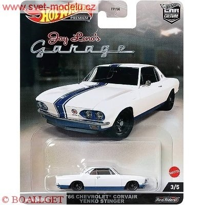 AUTÍČKO HOTWHEELS PREMIUM CAR CULTURE JAY LENOS GARAGE CHEVROLET CORVAIR YENKO STINGER 1966 WHITE