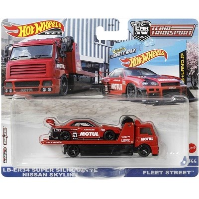 AUTÍČKO HOTWHEELS TEAM TRANSPORT FLEET STREET NISSAN SKYLINE LB-ER 34 SUPER SILHOUETTE