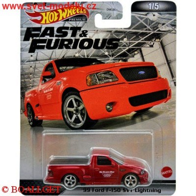 AUTÍČKO HOTWHEELS PREMIUM FAST & FURIOUS FORD F-150 SVT LIGHNING 1999