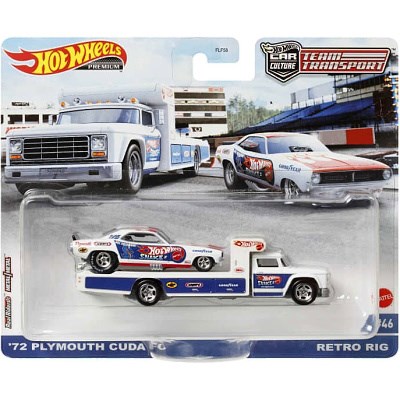 AUTÍČKO HOTWHEELS TEAM TRANSPORT RETRO RIG PLYMOUTH CUDA FC 1972