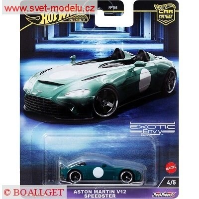 AUTÍČKO HOT WHEELS PREMIUM EXOTIC ENVY HKC78 ASTON MARTIN V12 SPEEDSTER GREEN