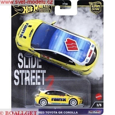 Autíčko HOT WHEELS PREMIUM HKC82 SLIDE STREET 2 Toyota Corolla GR 2023 yellow