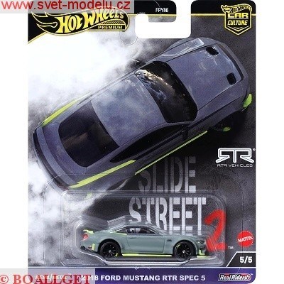 Autíčko HOT WHEELS PREMIUM HKC85 SLIDE STREET 2 Ford Mustang RTR Spec 5 2018 grey