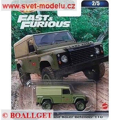 AUTÍČKO HOT WHEELS PREMIUM HKD28 FAST & FURIOUS RYCHLE A ZBĚSILE LAND ROVER DEFENDER 110 GREEN