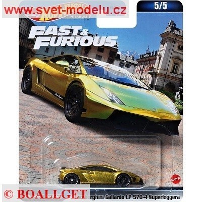 AUTKO HOT WHEELS PREMIUM HMG52 FAST & FURIOUS RYCHLE A ZBSILE LAMBORGHINI GALLARDO LP 570-4 SUPERLEGGERA GOLD