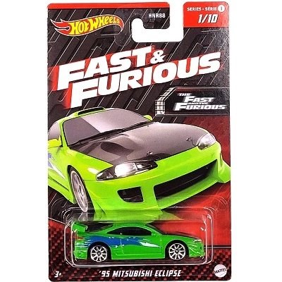 AUTKO HOT WHEELS HNR91 FAST & FURIOUS RYCHLE A ZBSILE MITSUBISHI ECLIPSE 1995 GREEN